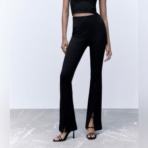 Zara slit leg Black Flare Women's Pants